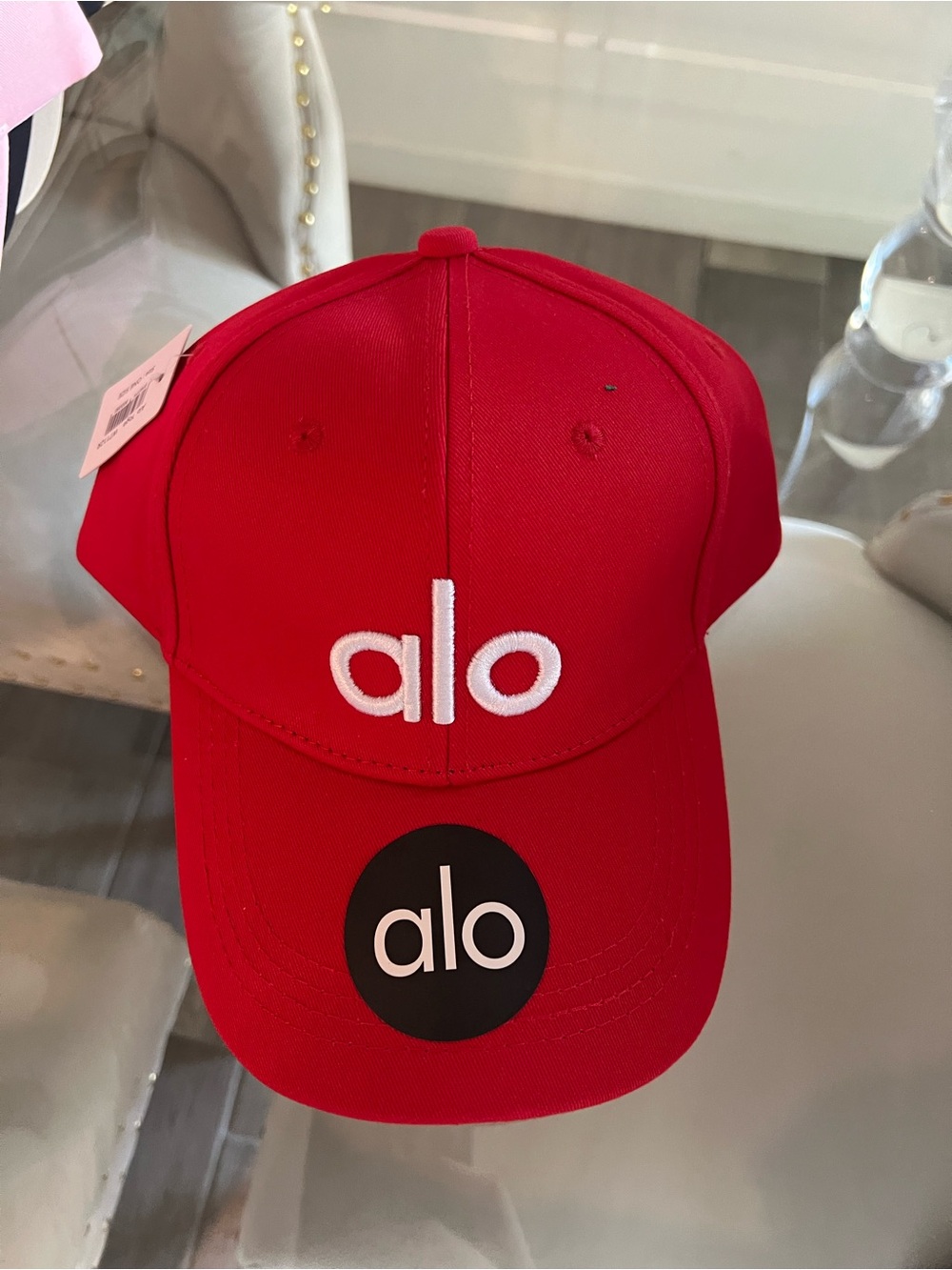 ALO Yoga unisex Red Baseball Cap with White Embroidered Logo one size